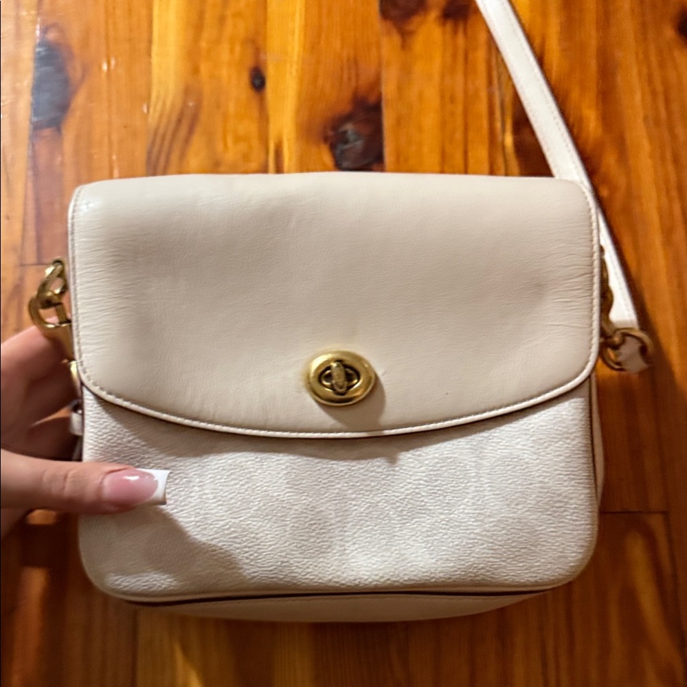 Coach Cream Crossbody Bag with Gold Hardware